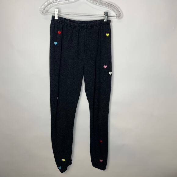 Wildfox Couture Black Heart Embroidered Sweatpants Sz Small - Picture 2 of 5